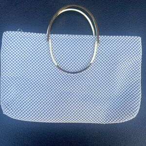 White Handbag with Gold Handles
